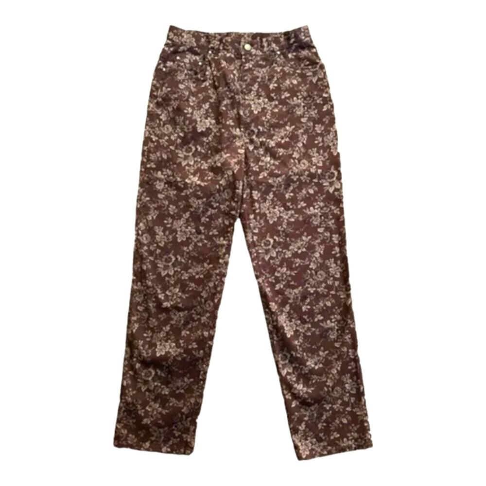 Lauren Ralph Lauren Vintage 90s Rust Reddish Brown Straight‎ Floral Jeans Sz 18W